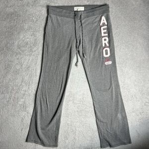 Y2K Vintage Aeropostal Wide Leg Loungewear Pants Women's Size Large Stretch Gray